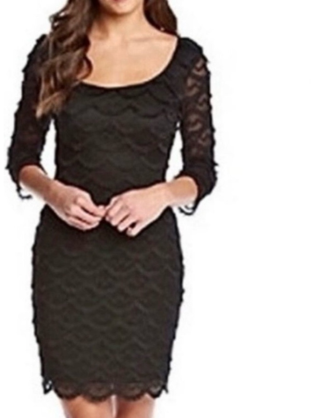 Kira Scallop Lace Fringe Bodycon Dress